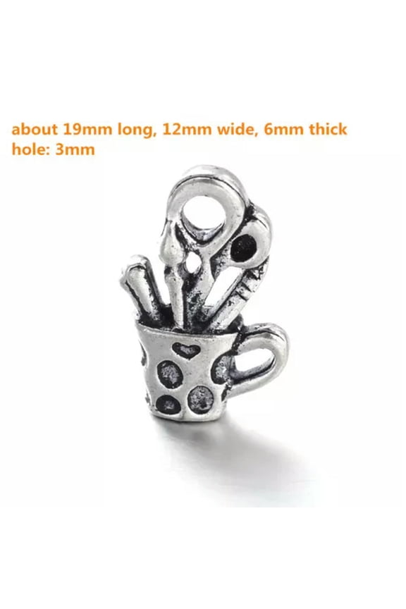 Antique Silver Alloy Charms Pendants Bulk Crafting Jewelry Accessory Making-Brush Pot (10pcs)