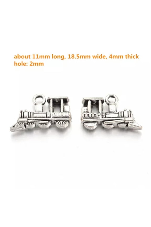 Antique Silver Alloy Charms Pendants Bulk Crafting Jewelry Accessory Making-Train (20pcs)