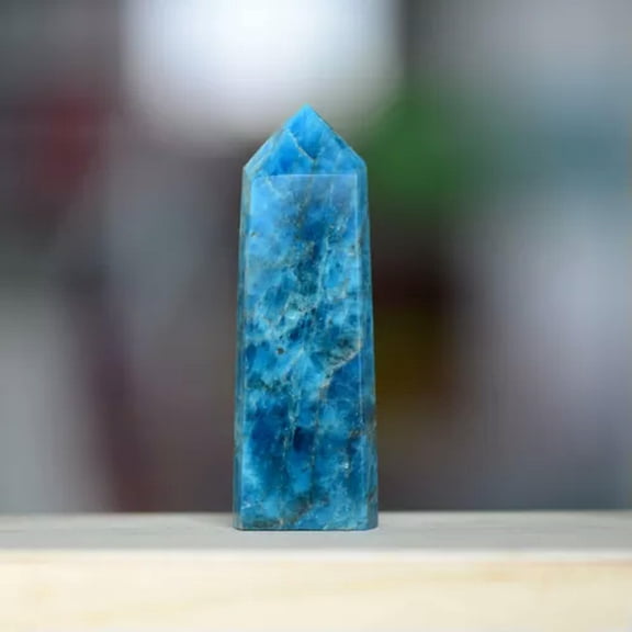 MATROOY BLUE APATITE CRYSTAL POINT TOWER POLISHED NATURAL HEALING GEMSTONE OBELISK-50~70g