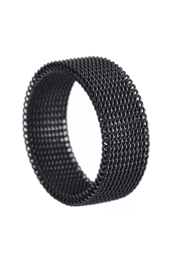 - Band Titanium Ring 8MM Weave Ring Couple Rings Finger Ring Women Men Mesh-black-8