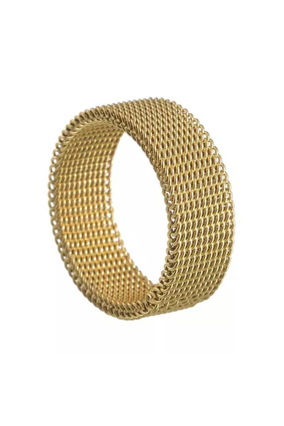 - Band Titanium Ring 8MM Weave Ring Couple Rings Finger Ring Women Men Mesh-gold-10