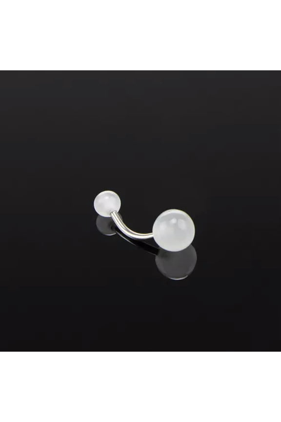 Belly Bar Navel Piercing Bar Ring Surgical Steel Gold Plated Gem --D-white