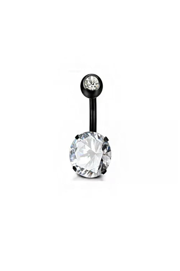 Belly Button Navel Rings Cubic Zircon Gem Body Piercing Jewellery Button Stud-Black