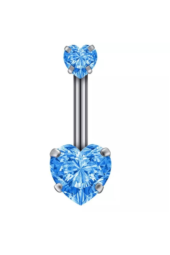 New Belly Button Rings Dangle Crystal Rhinestone Navel Bar Barbell Body Piercing-blue