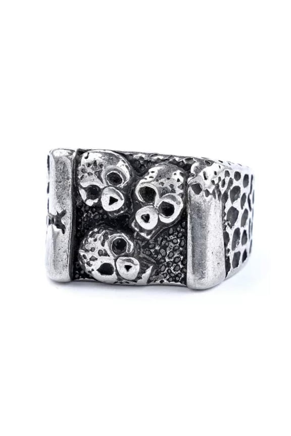 Biker multi skull goth skeleton silver mens ring Stainless Steel Size 7-13-9