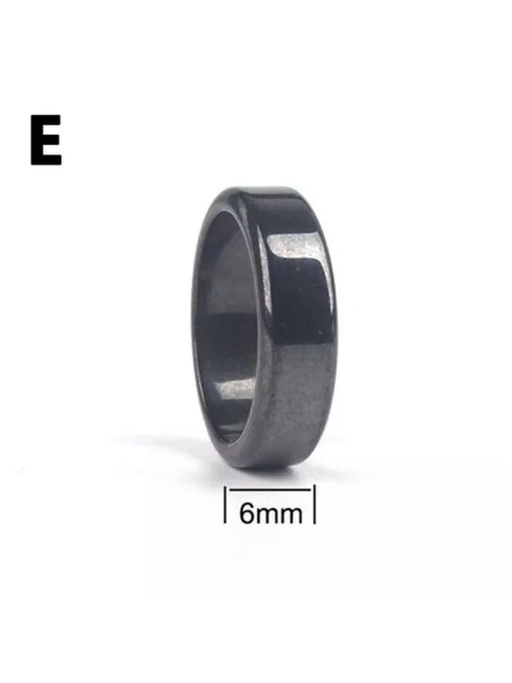 Black Hematite Magnetic Healing Ring Band Women Men Jewelry Accesseries #6-12-Flat(6T)-8