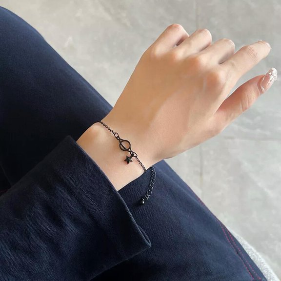 MATROOY Black Planet Stars Gothic Punk Adjustable Bracelet For Women Jewelry Dainty G
