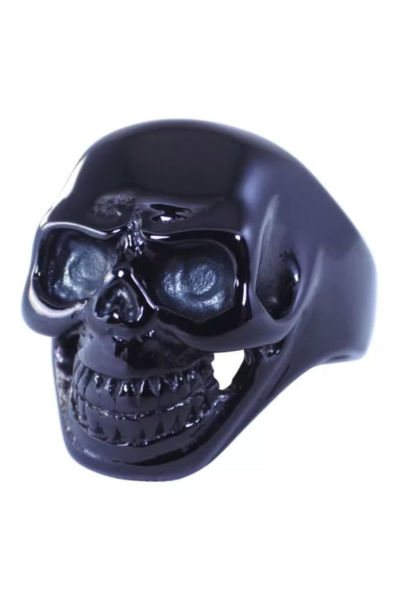 Black Skull Ring Mens Stainless Steel Rocker Cybergoth Band Sizes 8-15-15