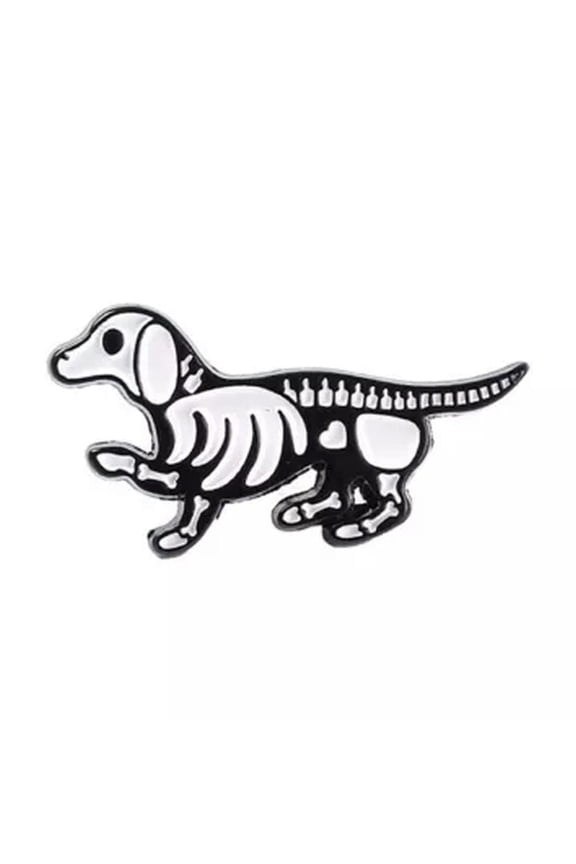 Black White Gothic Animal Cat Brooch Creative Skull Goldfish Fashion Enamel Pin-1
