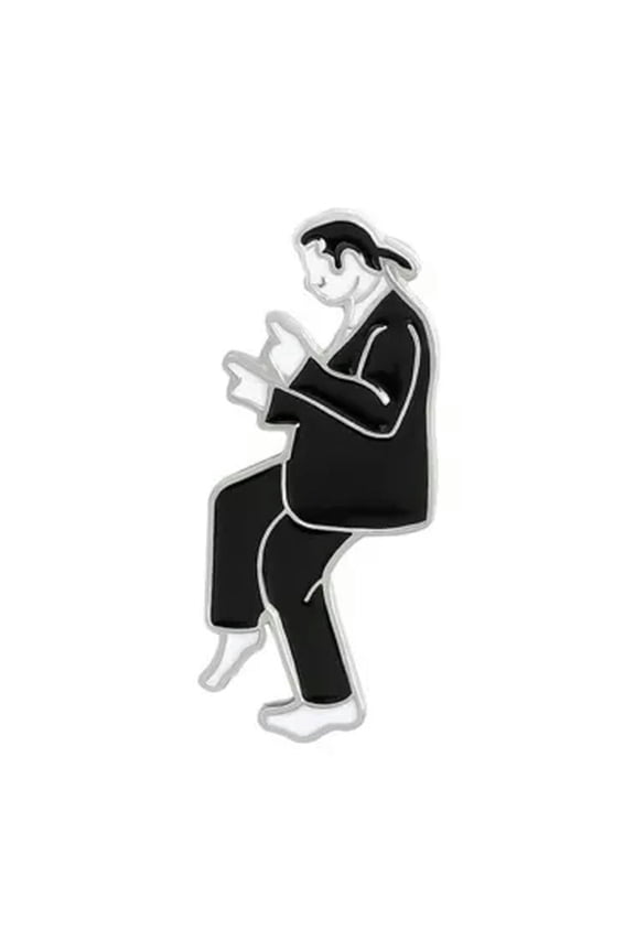 Black and White Punk Brooch Pulp Fiction Figure Pin Backpack Badge Lapel Pin-2