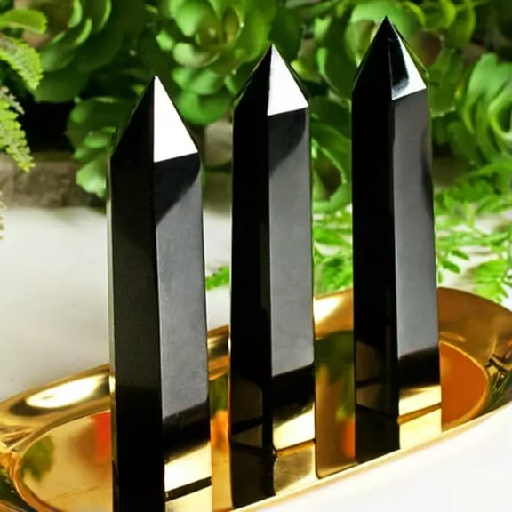 MATROOY Black obsidian Crystal Tower Wand Obelisk Healing Chakra Tower Home Decor Gift