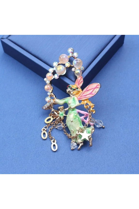 Blowing Bubbles Glitter Wings Fairy Brooch Detachable Pendant Pin