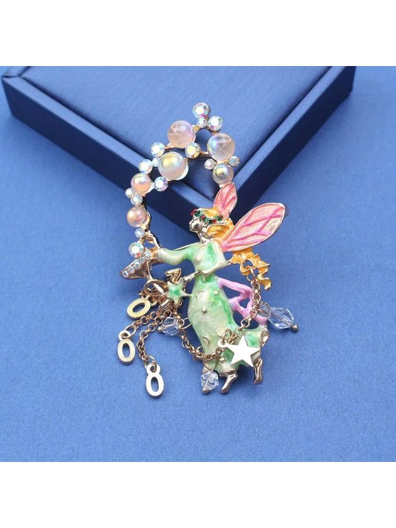 Blowing Bubbles Glitter Wings Fairy Brooch Detachable Pendant Pin