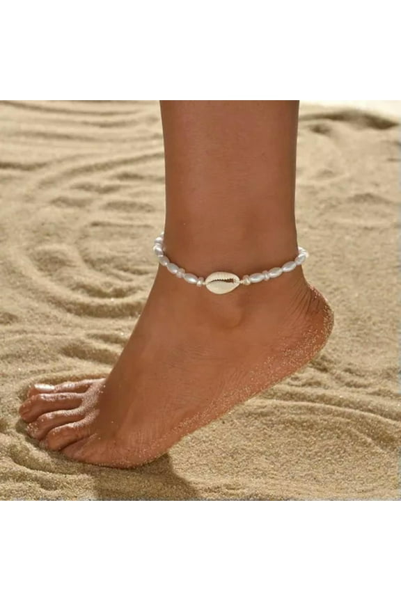 Boho Shell Pearl Rice Bead Summer Beach Anklet Bracelet Foot Chain Unisex Gift-Shell Anklet#1