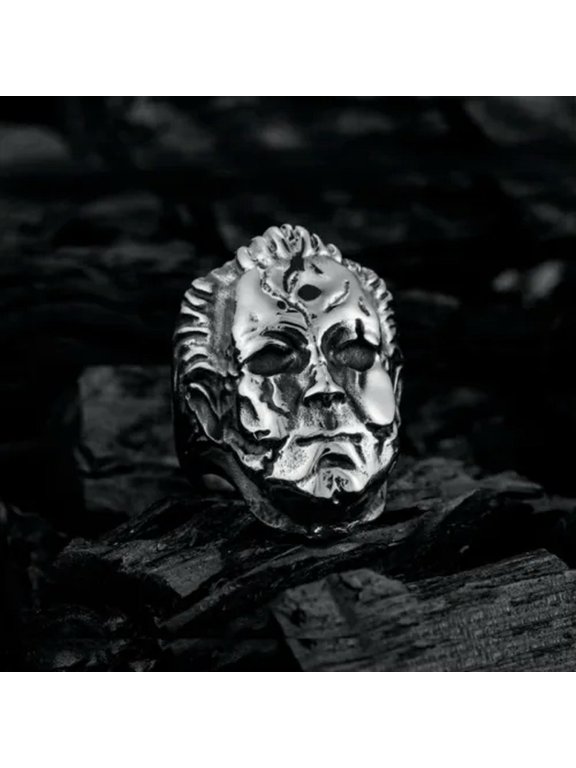 Boogeyman slasher horror jewelry, punk rock gifts, biker gothic ring, satanic-15