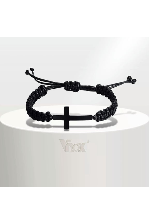 Braided Rope String Men Man Boys Bracelet Christian Jesus Cross Gift Adjustable
