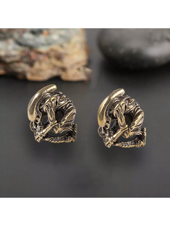 Brass Alien Figures Bead DIY Woven Lanyard Keychain Pendant Jewelry Accessori_yi