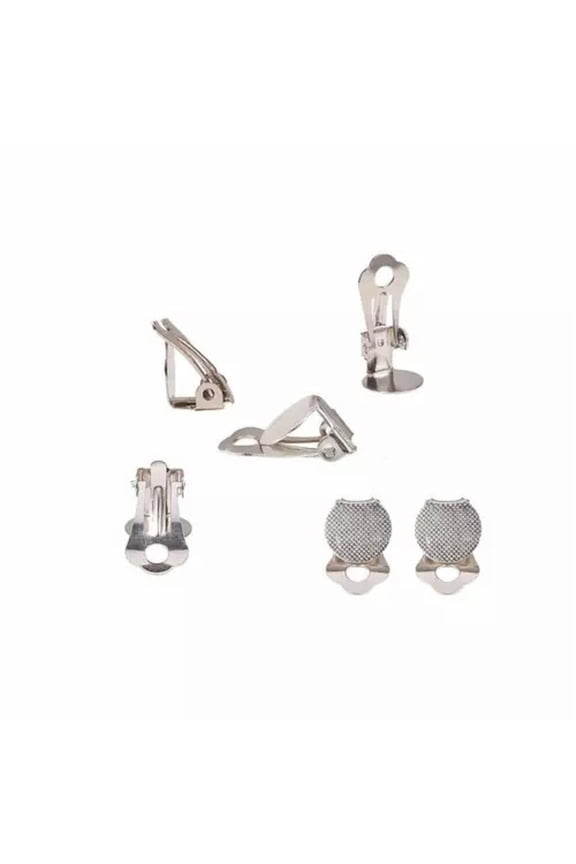 Brass Clip-on Earring Components Earring Converter Finding Flat Round Tray-Platinum-Tray size: 15mm ( 10pcs)