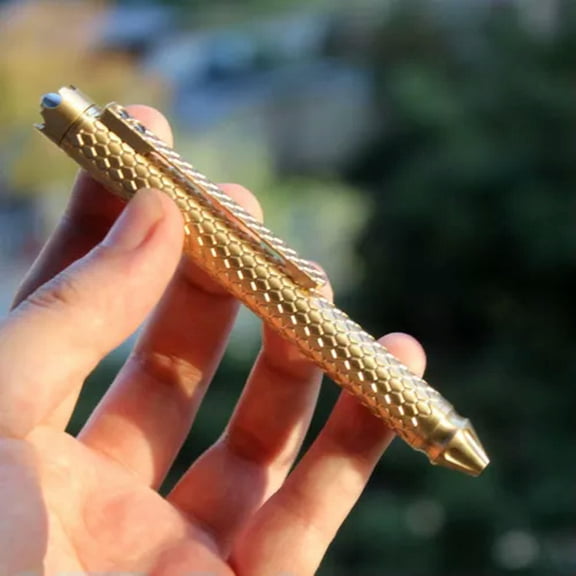 MATROOY Brass Titanium Copper Bolt Action Pen Multi Function Writing Ballpoint EDC Pen-Brass
