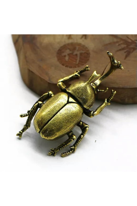 Brass Unicorn Beetle Figurine Statue House Ornament Insect Animal Figurines Toys