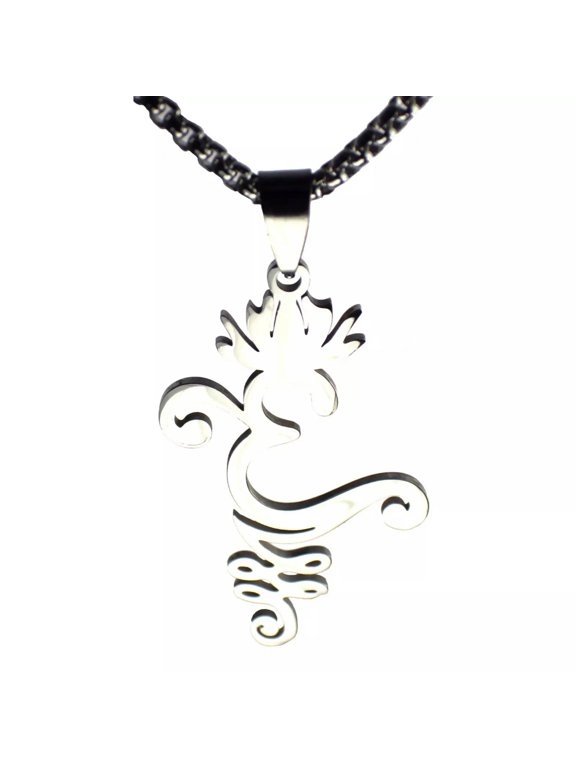 Buddhist Aum Necklace Silver Stainless Steel Jainism Hindu Om Pendant Chain