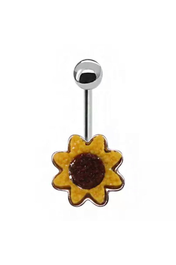 Butterfly Heart Belly Button Ring Body Piercing Daisy Dragonfly Navel Ring-10
