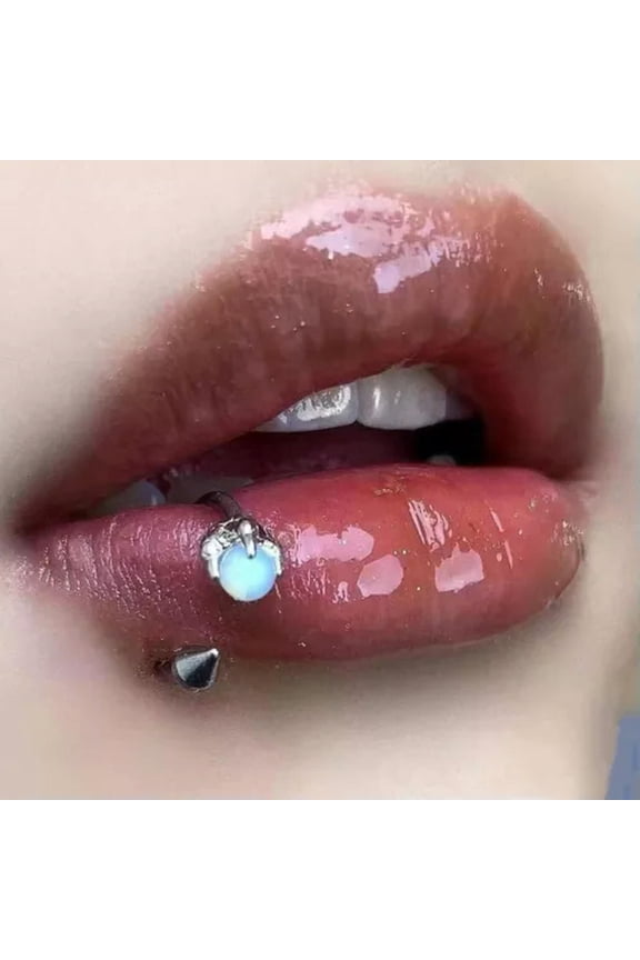 C Titanium Steel Hypoallergenic Lip Ring Sharp Taper Screw Lip Stud Piercing-Light Blue-1.2*8mm
