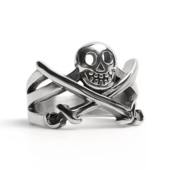 MATROOY Calico Jack Rackham Jolly Roger Pirate Flag Ring Sizes 6-16 Stainless Steel Band-8
