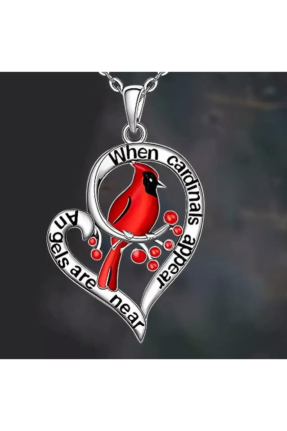 Cardinal Bird Classic Red Bird Heart-shaped Necklace Jewelry Gift