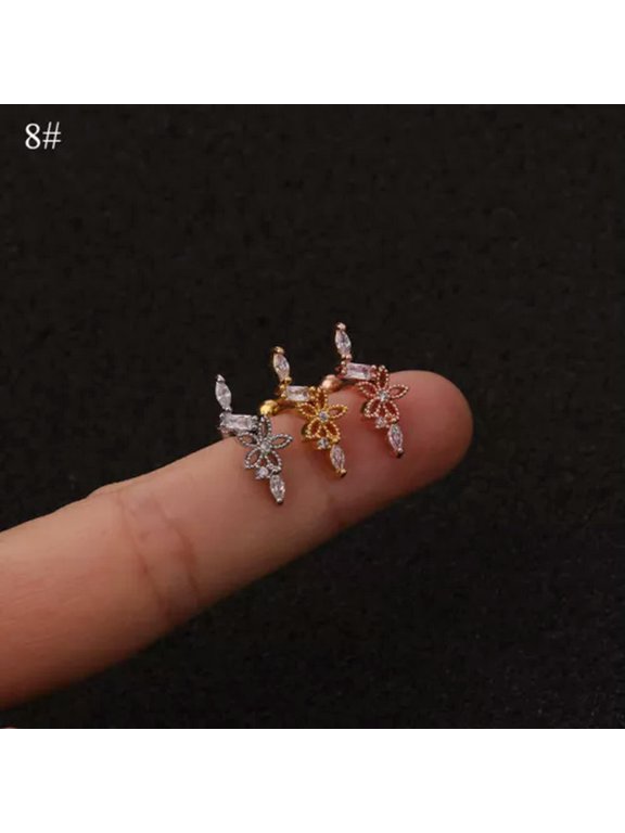Cartilage Ear Ring Tragus Studs Stainless Steel Long Earrings Piercing Women Men-8-silver