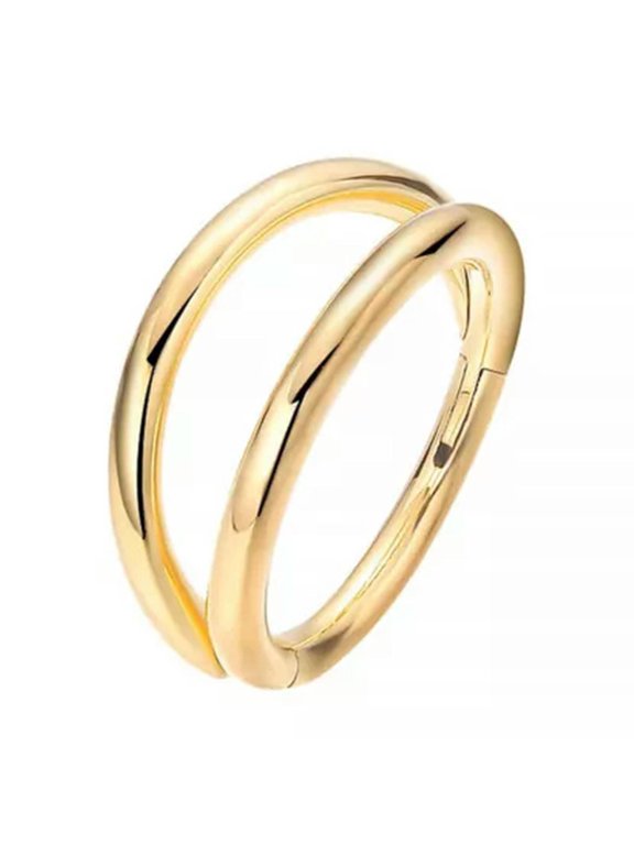 Cartilage Helix Double Open Stacked Lip Earring Nose Rings Hoop Septum Clicker-golden two-tier-1.2*10mm(316)