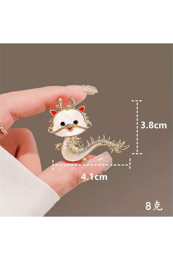 Cartoon Imitation Shell Dragon Brooch For Women Chinese Zodiac Dragon Enamel Pin-A2