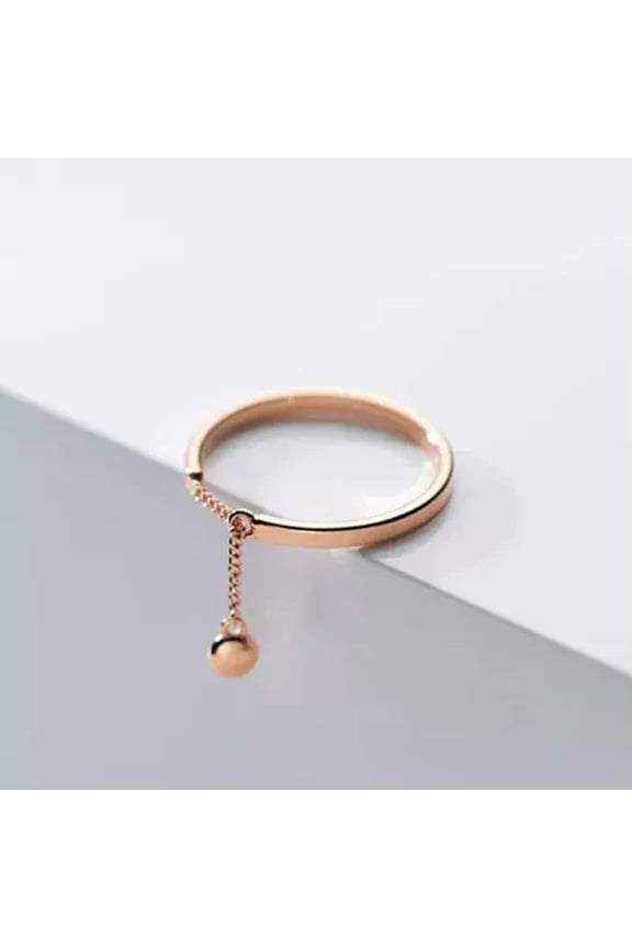 Chain Tassels Ring Adjustable Simple Fashion Women Party Ring Jewelry Gift-Rose Gold-