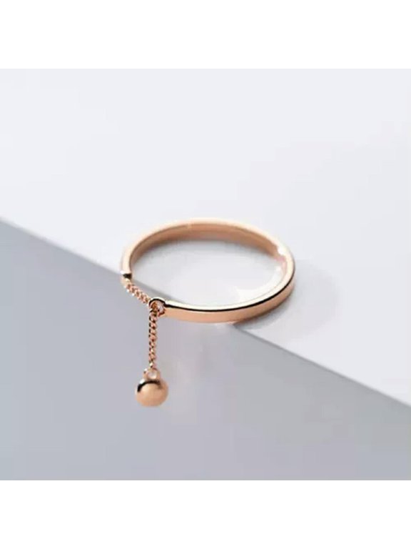 Chain Tassels Ring Adjustable Simple Fashion Women Party Ring Jewelry Gift-Rose Gold-