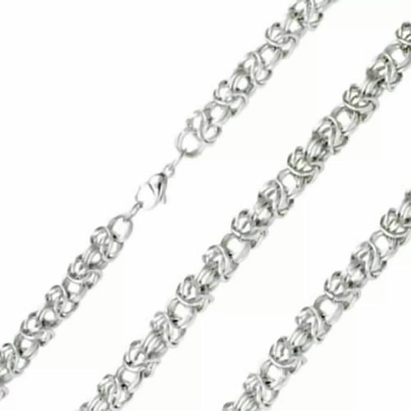 MATROOY Chainmail Byzantine Chain Necklace Mens Silver Stainless Steel 8mm 22 Inch