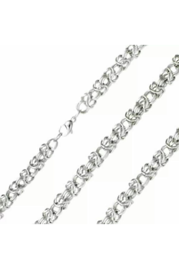 Chainmail Byzantine Chain Necklace Mens Silver Stainless Steel 8mm 22 Inch