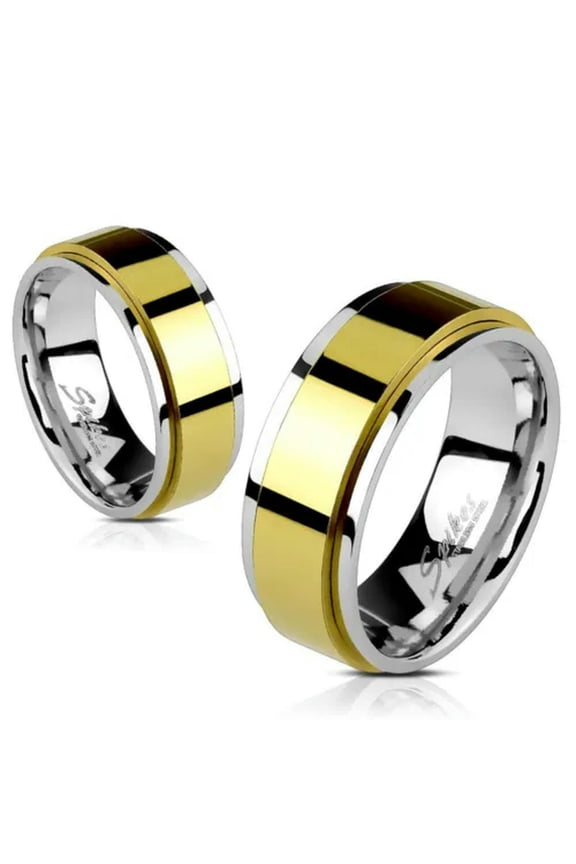 Classic Spinner Ring Gold PVD Plate Stainless Steel Anti-Anxiety Fidget Band-7