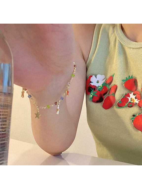 Colorful Crystal Beaded Star Bracelet For Women Vintage Charms Fashion Brace_tu