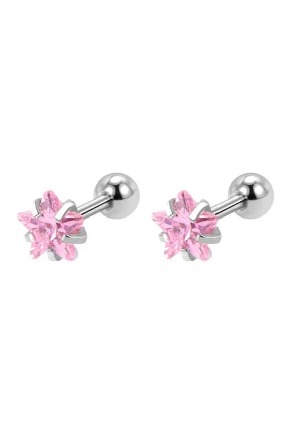 Colorful Stone Piercing Jewelry Diamond Stud Earring Crystal Ear Studs 1 Pair` ➳-4mm star pink