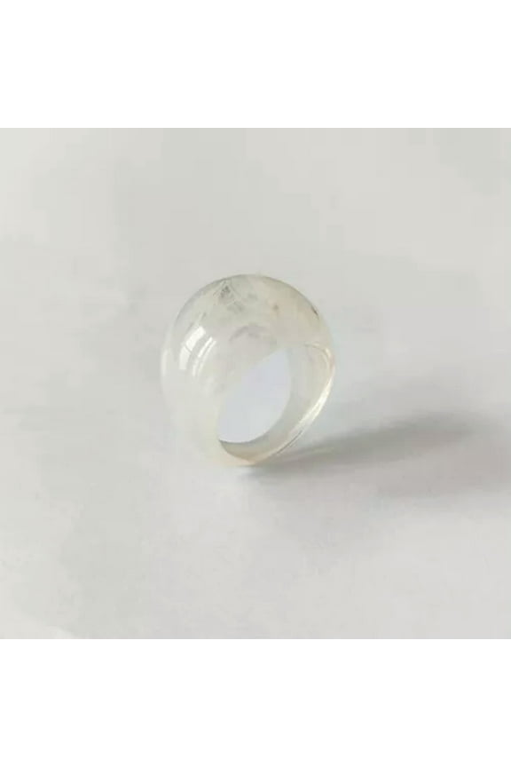 Colorful Transparent Acrylic Irregular Marble Pattern Resin Rings Womens Jewe•-white#