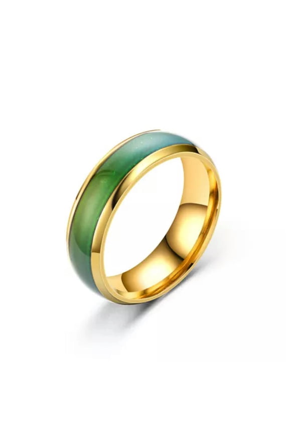 Colour Changing Mood Ring Stainless Steel Ring Mens Women Band 6mm Size 6-13-golden-9