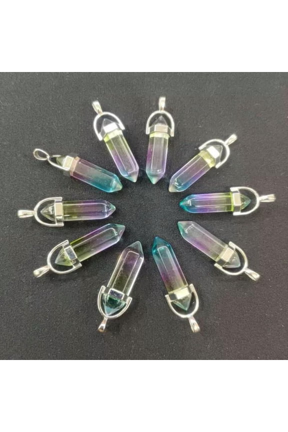 Colour Crystal Glass 50pcs Hexagonal Column Stone Pendants for Jewelry Making