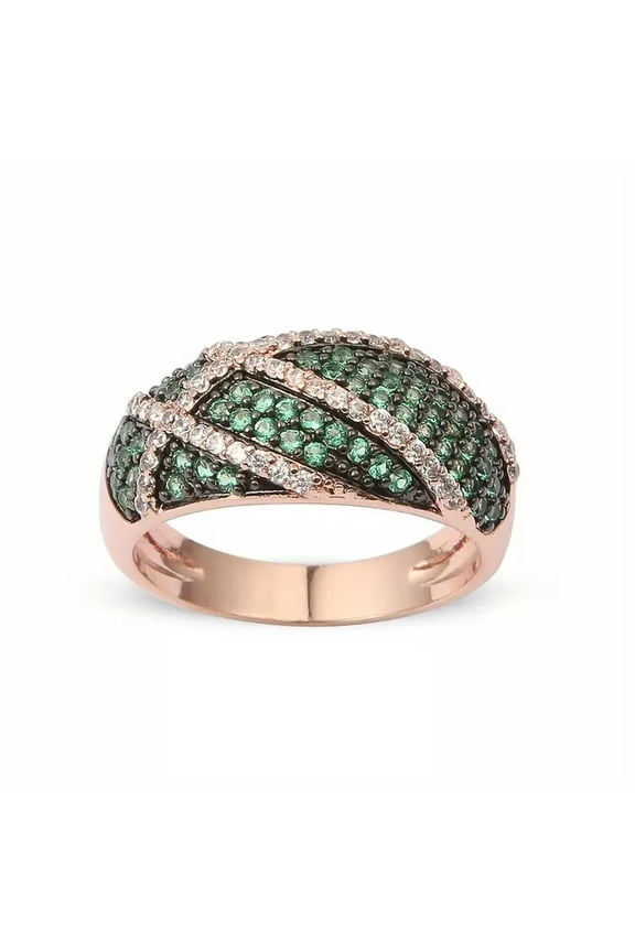 Copper Ring With Zircon Decor, Retro Artificial Diamond Finger Ring Size 8