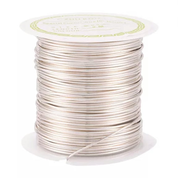 MATROOY Copper Wire Jewelry Beading Wire Multi-Color Long-Lasting Plated Craft Wrapping-Silver-28 Gauge(0.3mm)-236ft