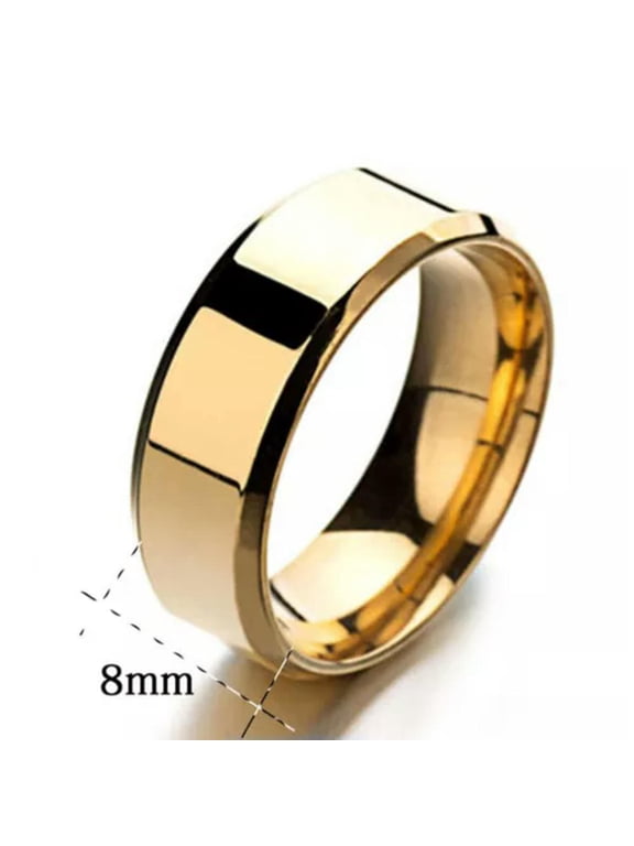 Couple Men Women Stainless Steel Wedding Ring Titanium Engagement Band Size6-13➳-02 Stainless Steel-gold-10