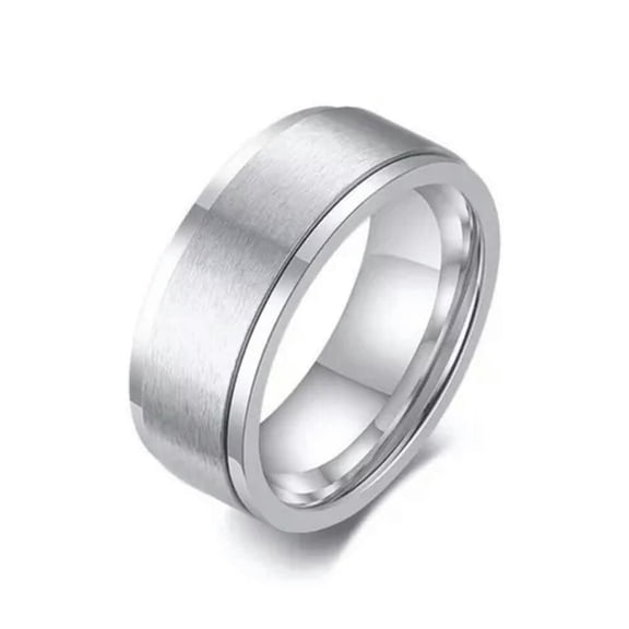 MATROOY Couple Rings Spinner Band Finger Ring Rotating Rings Stainless Steel Rings Plain-silver-6