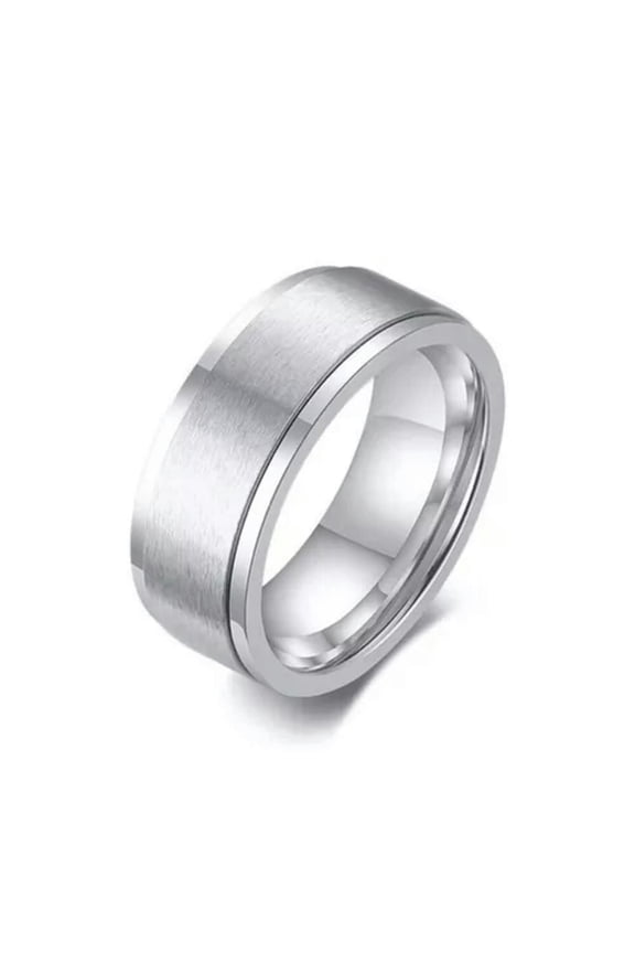 Couple Rings Spinner Band Finger Ring Rotating Rings Stainless Steel Rings Plain-silver-6