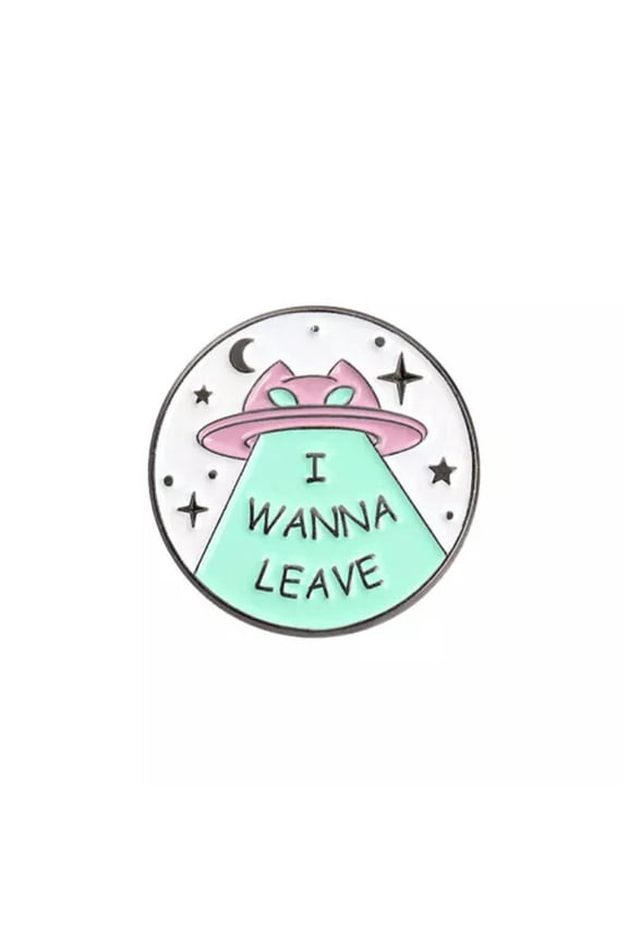 Creative Cartoon Spaceship Brooch Funny Alien Cat Backpack Enamel Pin Badge Gift-4