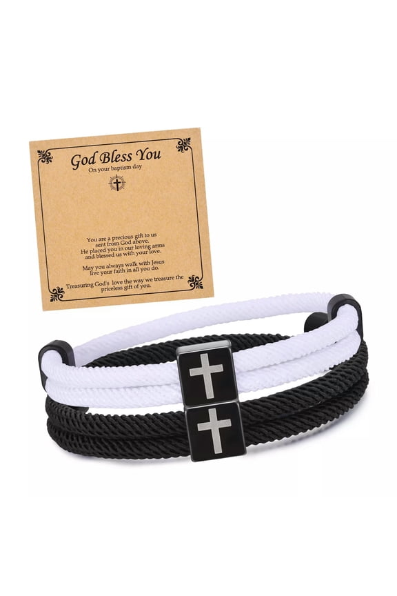 Cross Braided Rope Bracelet for Men Boys Graduation Easter Christian Baptism