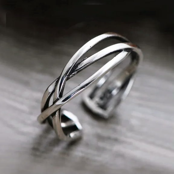 MATROOY Crossing Lines Bali Sterling Silver Open Pinkie Ring A3425